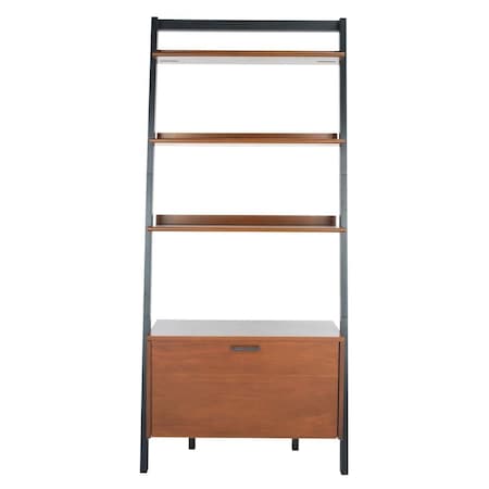 Safavieh Vlad 3 Shelf 1 Door Etagere, Honey Brown & Charcoal ETG9405C
